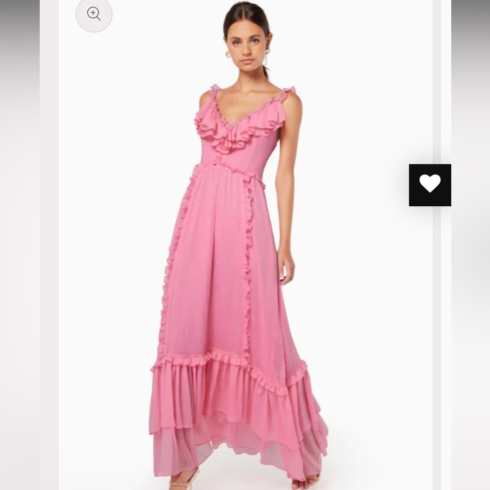 elliatt heritage pink ruffle deep v neck strappy maxi gown dress size small NEW - Picture 8 of 8